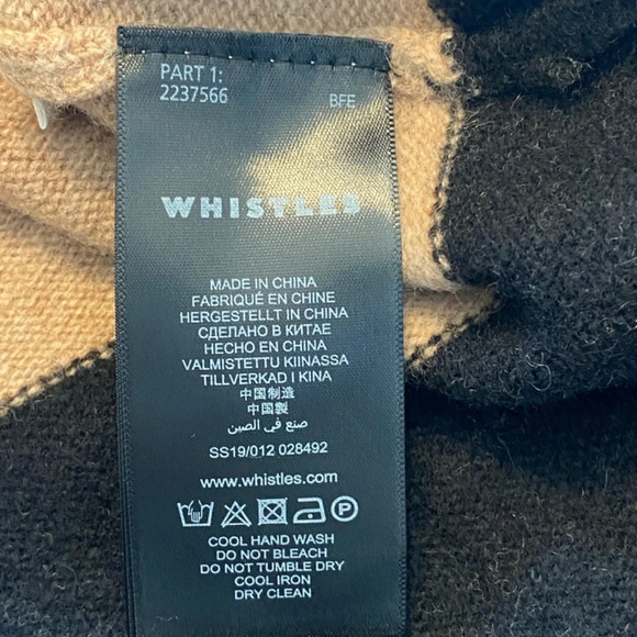 Whistles Colorblock Knit Funnel Neck Sweater/Tan-Black, 33760 - Picture 9 of 10